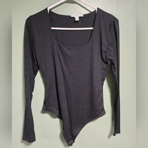 Black Fitted Long Sleeve Bodysuit